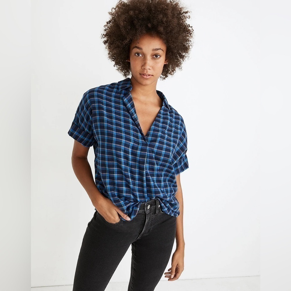 Madewell Double-Faced Park Popover Shirt in Plaid